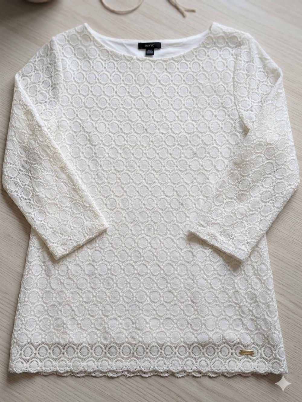 IM NYC Cream Lace Boatneck Tunic Top